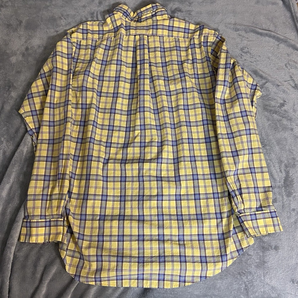 Ralph Lauren Men's Navy Yellow Plaid Classic Dress Shirt Pony X-Large - Picture 4 of 9